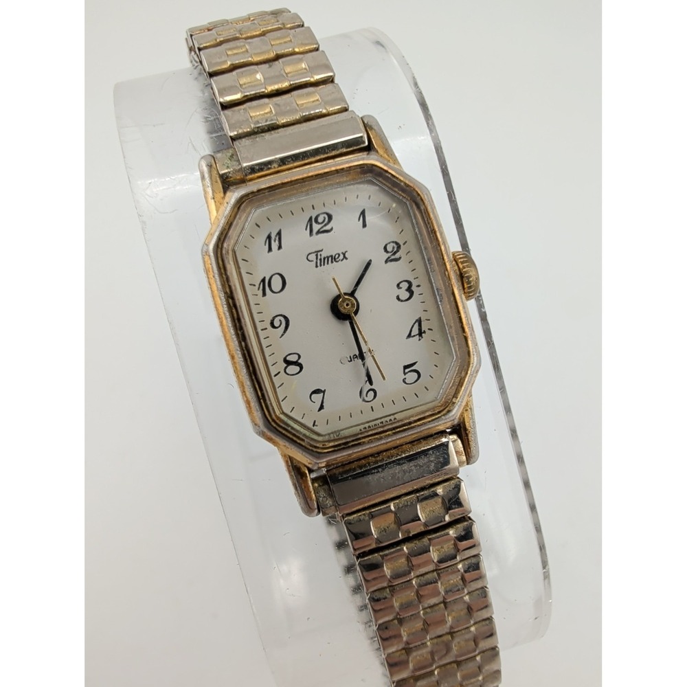 Vintage Timex Women's Watch 17mm Case Gold Stretch Band- New Battery